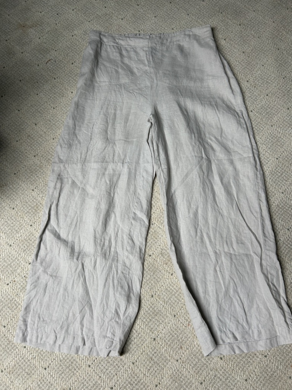 Tahari Cropped Linen Wide-Leg Pants - Neutral